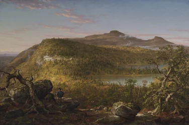 Vue des deux lacs et de la maison de montagne, Catskill Mountains, matin (1844)